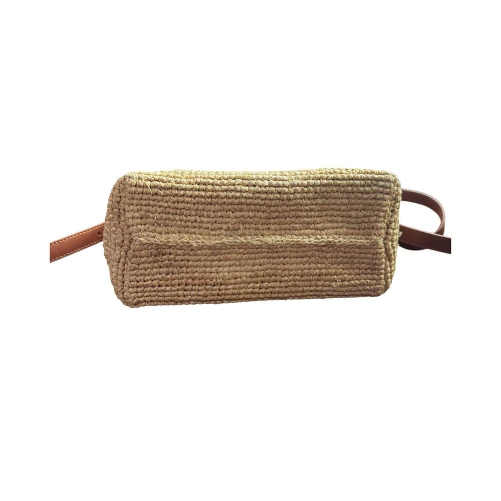 J.Crew Berkeley Small Handknotted Shoulder Bag Raffia Leather Gold CR882 NWT - Picture 7 of 12
